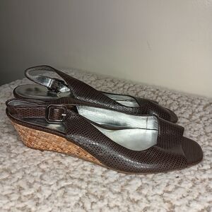 Banana Republic Woven Wedges Leather Peep Toe Slingback 7.5